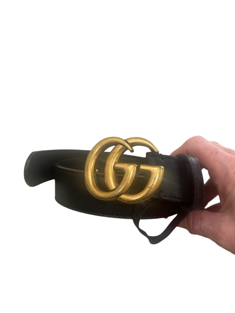 Gucci Black Leather Belt with Gold Double G Buckle authentic size 40 - Picture 2 of 7